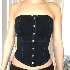 Black tube top with silver buttons